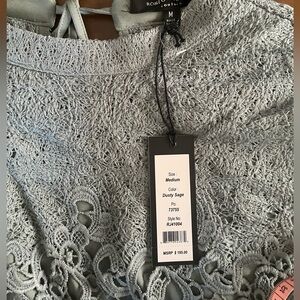 Romeo & Juliet Couture Light Gray Lace-Trim Dress